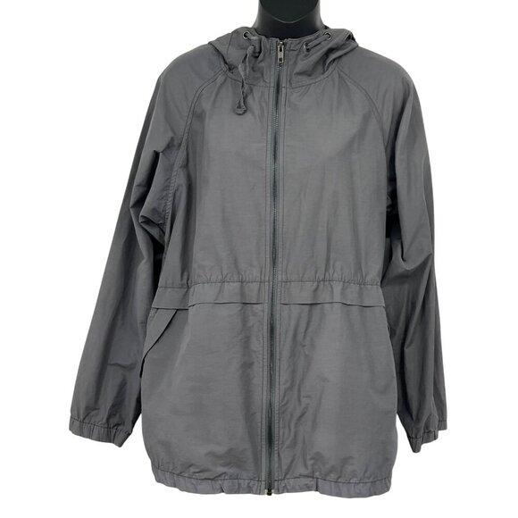 Eileen Fisher Petite Large Women Size PL Gray Hooded Zip Up Jacket Casual EUC - Picture 1 of 8